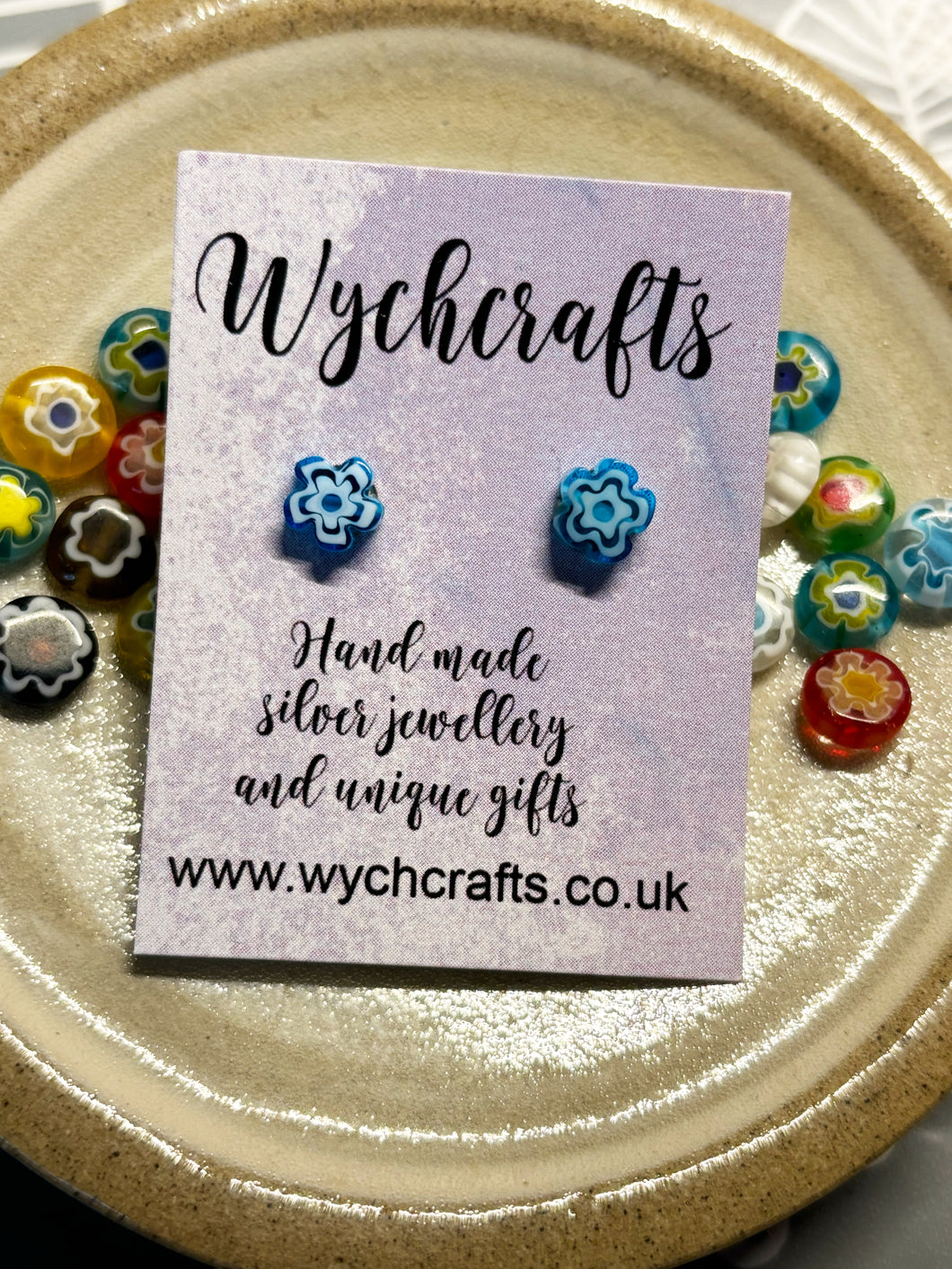 Millefiori 6mm Flower Stud Hypoallergenic Earrings